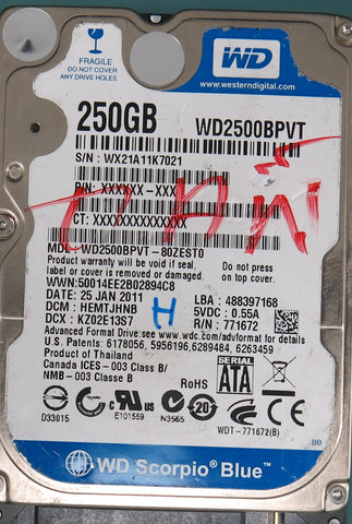 WD2500BPVT-80ZEST0 DCM HEMTJHNB 250GB 2.5