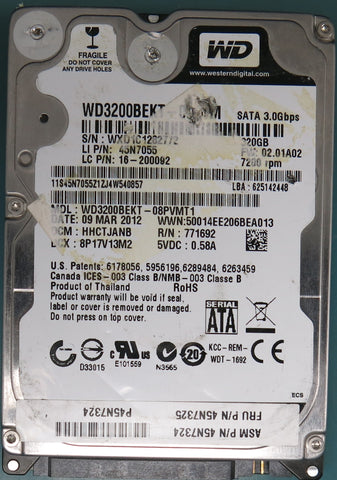 WD3200BEKT-08PVMT1, DCM HHCTJANB, 320GB 2.5