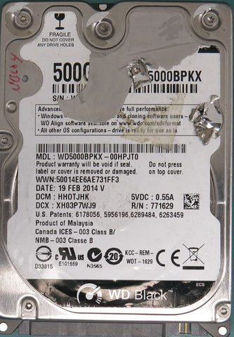 WD5000BPKX-00HPJT0, DCM HH0TJHK, 500GB 2.5