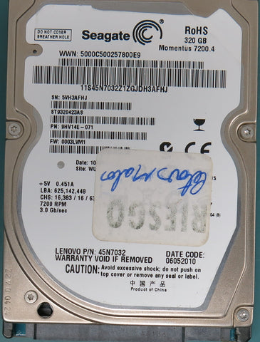 ST9320423AS, Part Number:  9HV14E-071, FW: 0003LVM1, 320GB 2.5