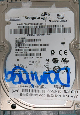 ST9500420AS, Part Number:  9HV144-071, FW: 0003LVM1, 500GB 2.5