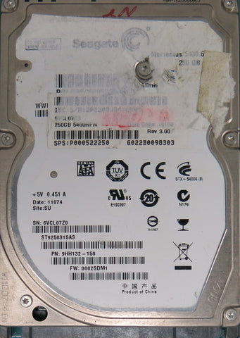 ST9250315AS, Part Number:  9HH132-150, FW: 0002SDM1, 250GB 2.5