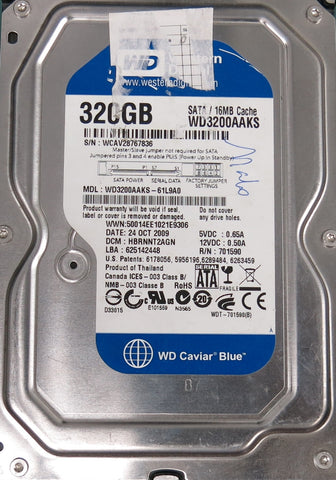 WD3200AAKS-61L9A0, DCM HBRNNT2AGN, 350GB 3.5