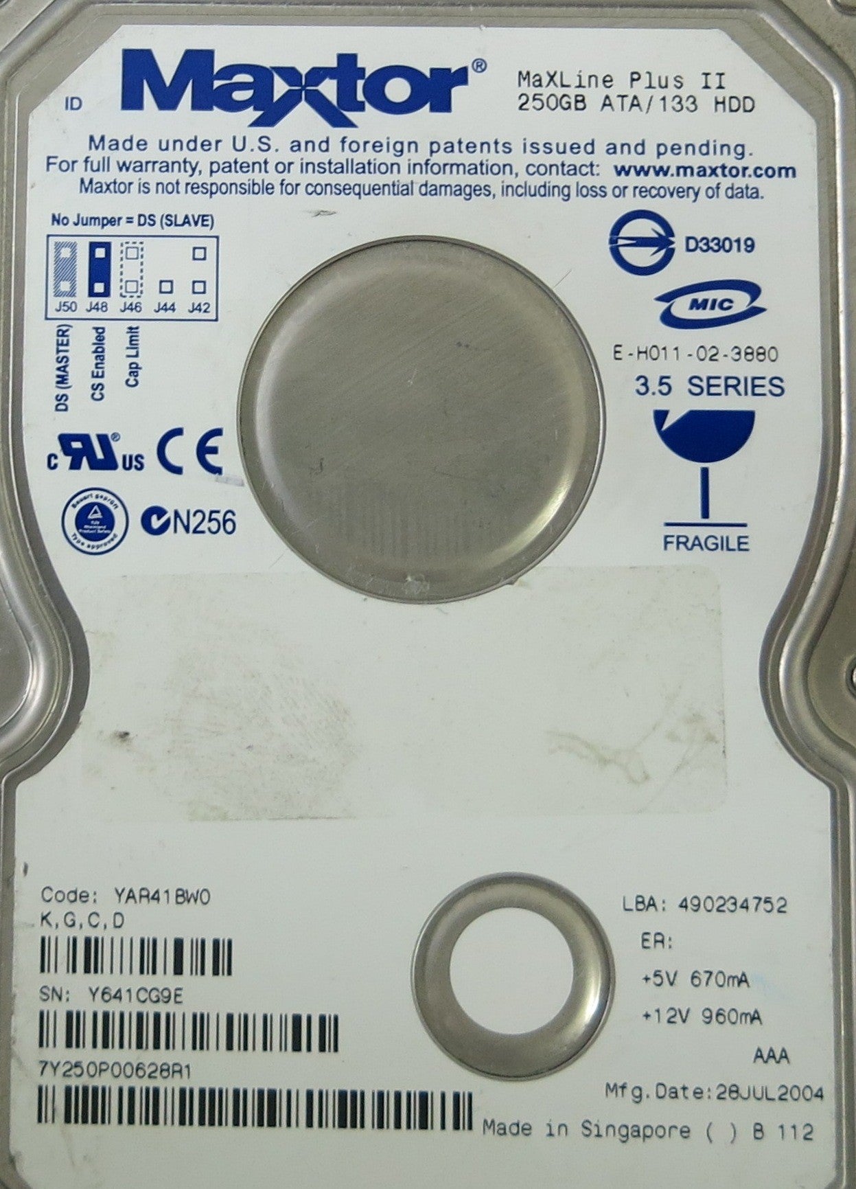 7Y250P0 CODE:YAR41BW0 K,G, C, D  301862101 PCB