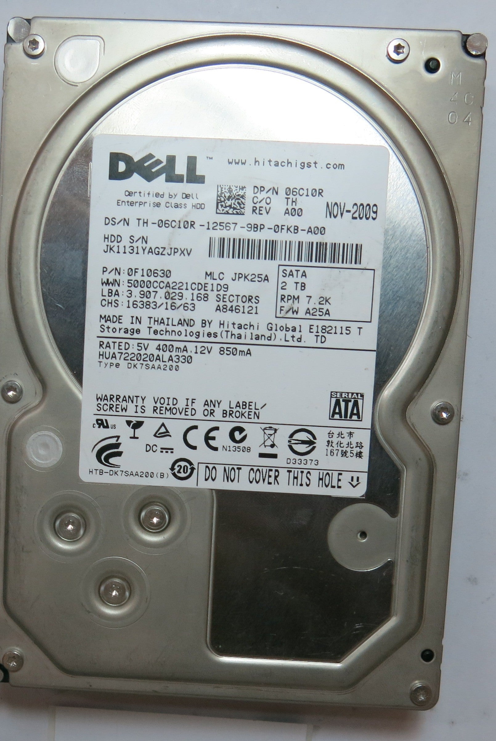 HUA722020ALA330 PCB: 110 0A90201 01 SERIAL NUMBER: YAGZJPXV  2,TB