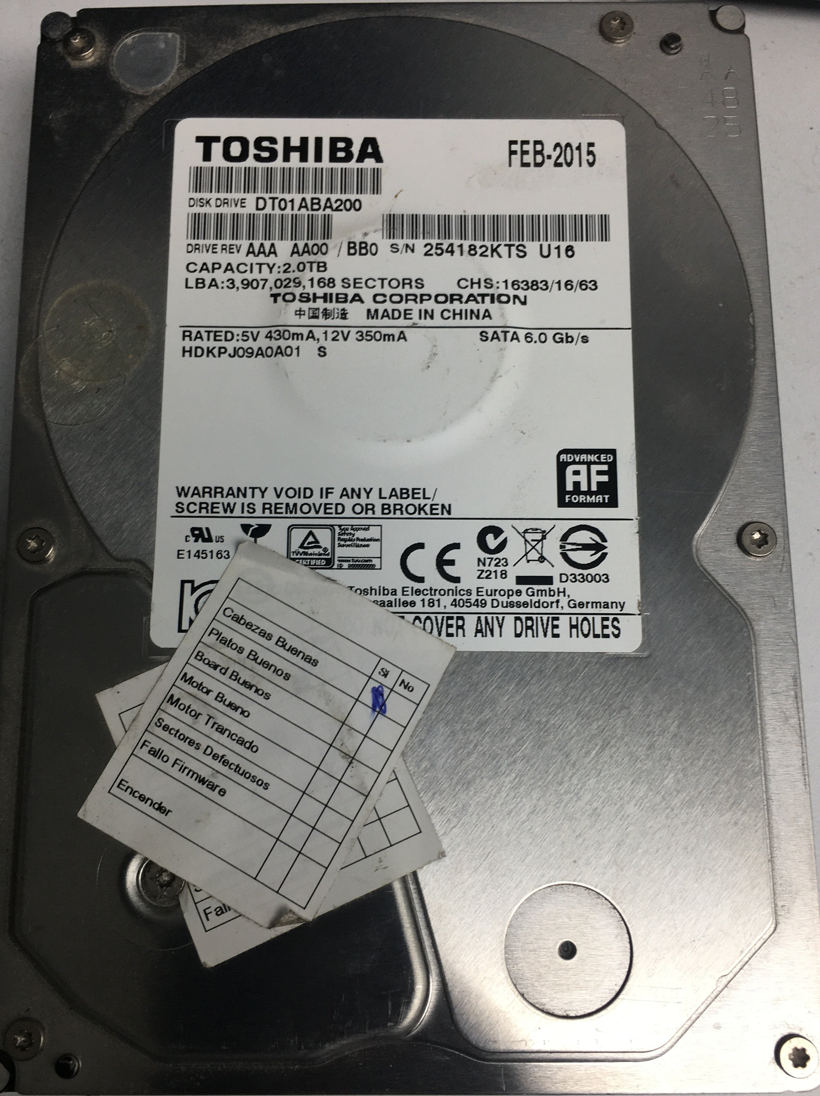 DT01ABA200, 2.0TB 3.5, 220 0A90380 01