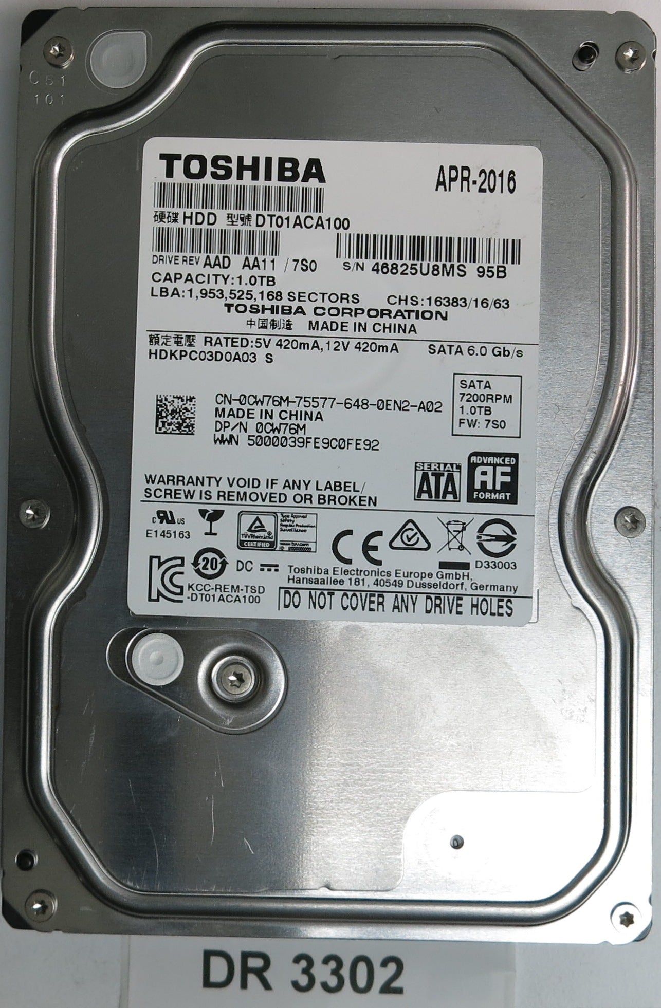 DT01ACA100, 1.0TB 3.5,  220 0A90377 01