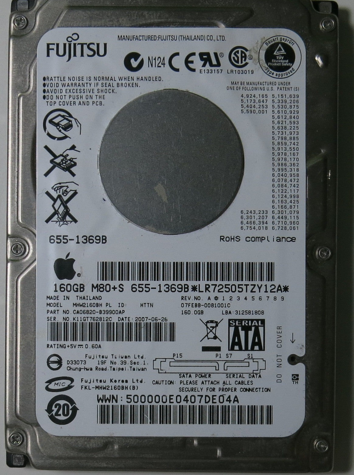 MHW2160BH PL PCB CA26343-B84304BA TP1,  160.GB