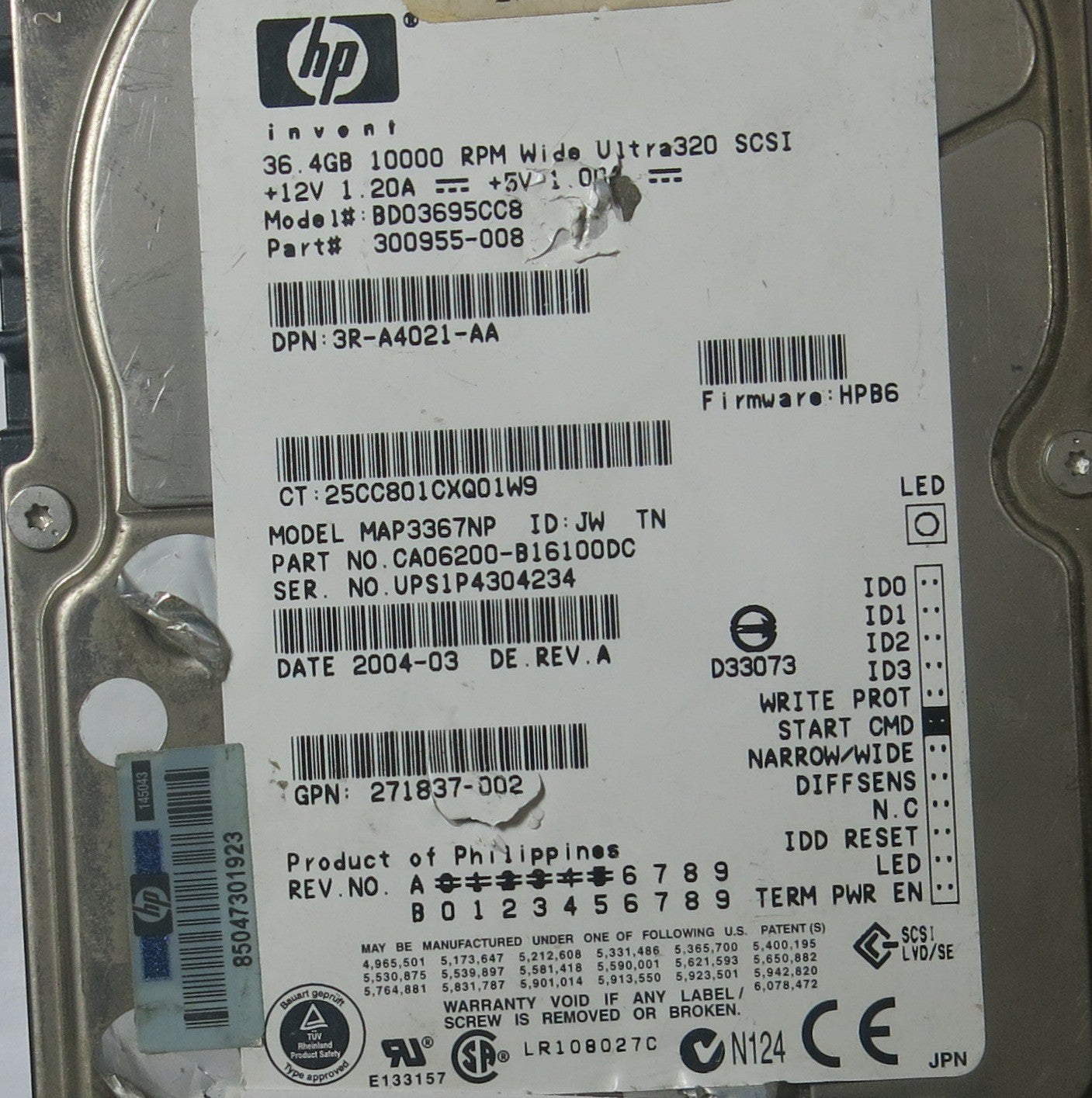 FUJITSU MAP3367NP PN, MLC, CA21314-BB65X PCB
