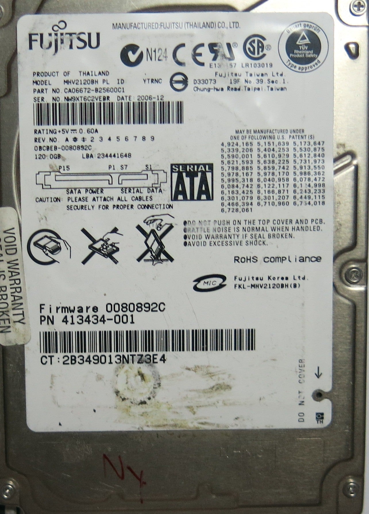 FUJITSU MHV2120BH , 0080892C PCB