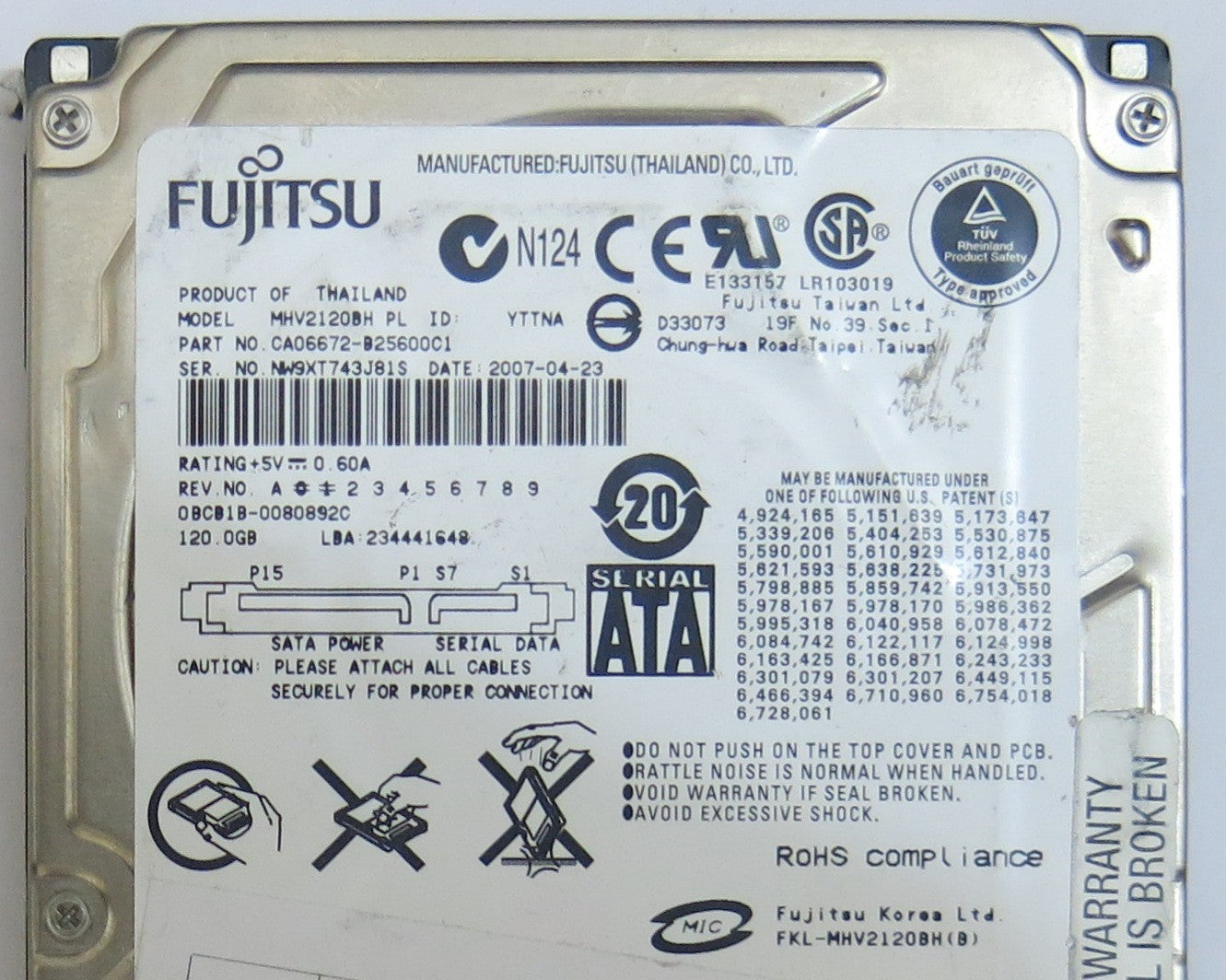 FUJITSU MHV2120BH PL CA26338-B74104BA TP1 PCB