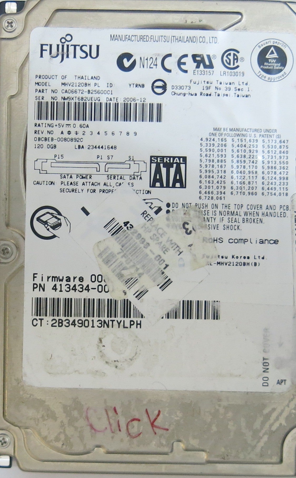 FUJITSU MHV2120BH PL CA26338-B74104BA TP1 PCB