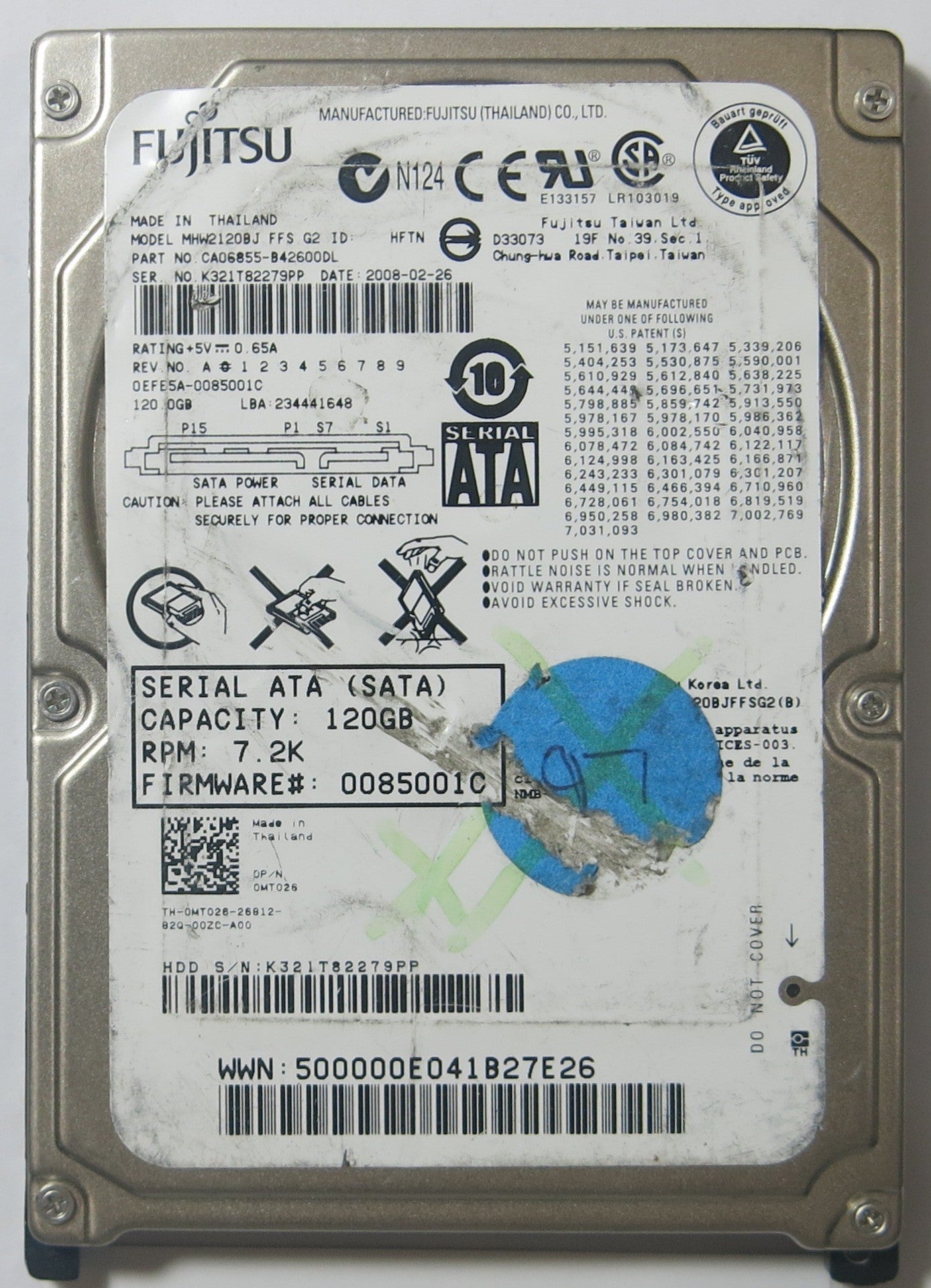 FUJITSU MHW2120BJ CA26342-B81404BA PCB