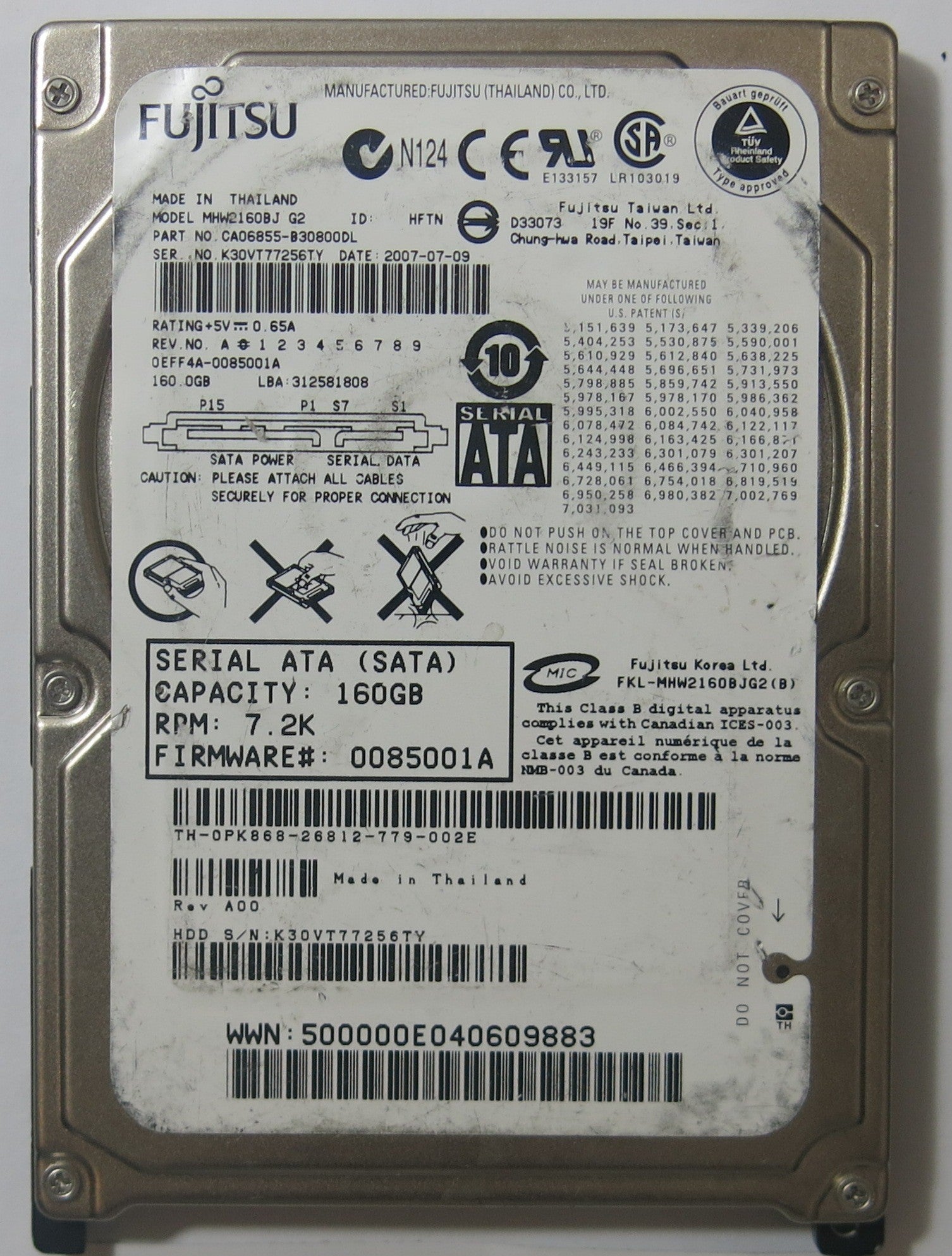 FUJITSU MHW2160BJ G2 CA26342-B81404BA PCB