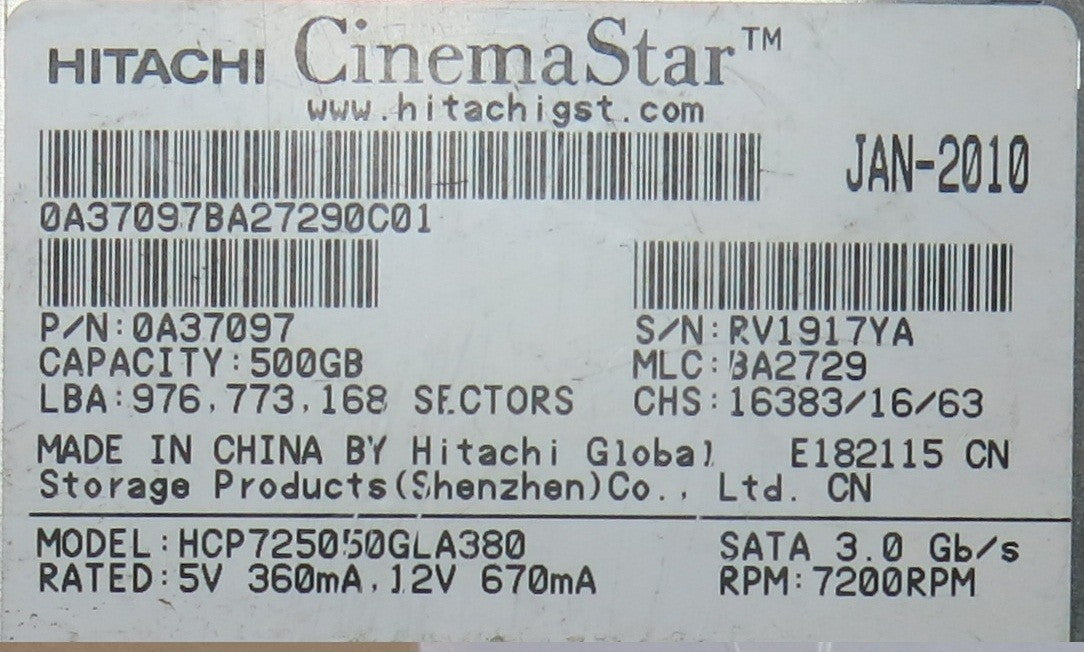 HCP725050GLA380 PN 0A37097 110 0A90026 01 PCB