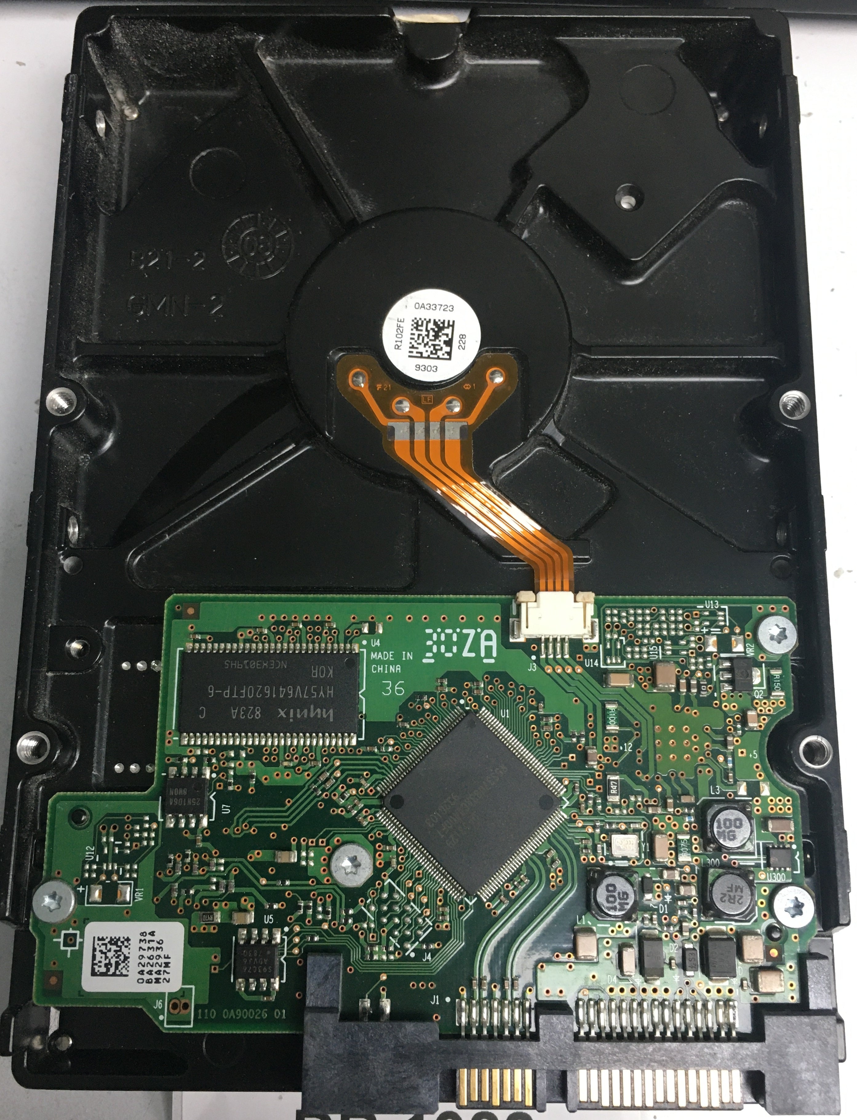 HCP725050GLA380, Serial Number: RV0K1NUA, P/N: 0A37097, MLC: BA2729, 500GB 3.5, PCB: 110 0A90026 01