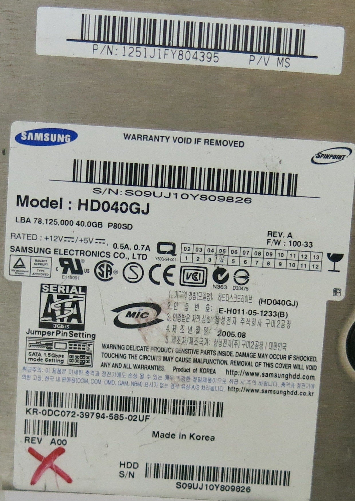 HD040GJ  BF41-00095A PCB