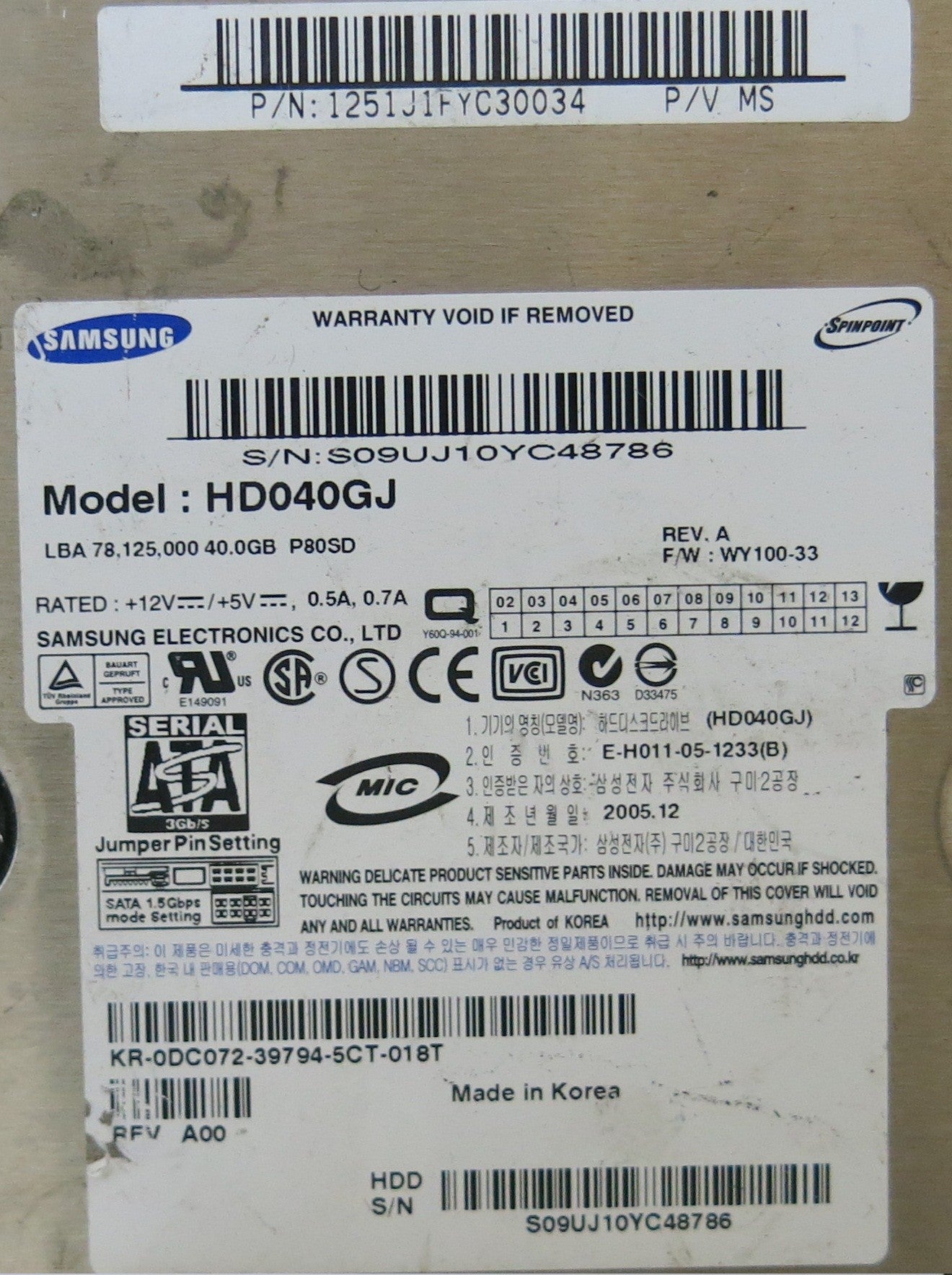 HD040GJ BF41-00095A PCB