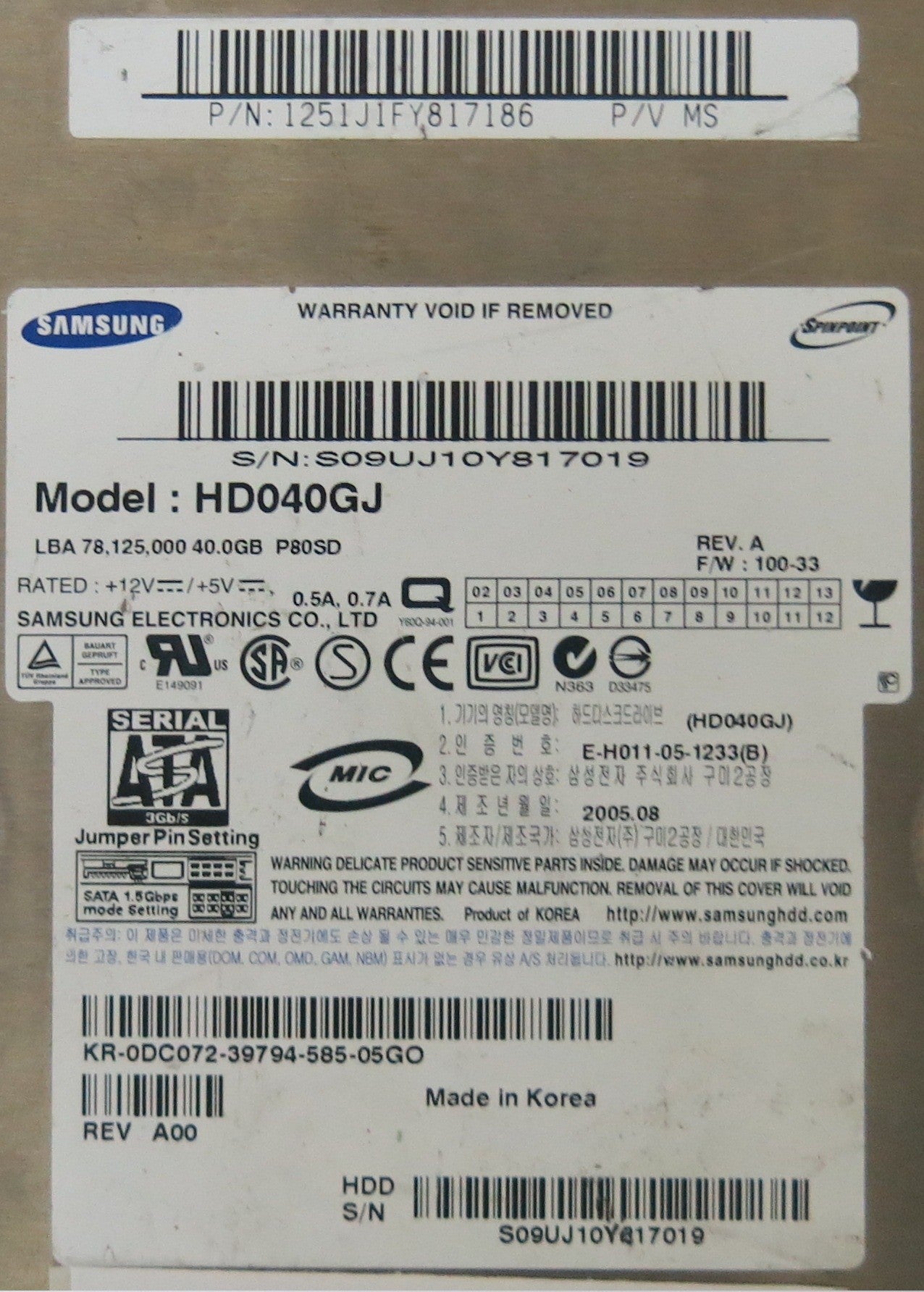 HD040GJ BF41-00095A PCB