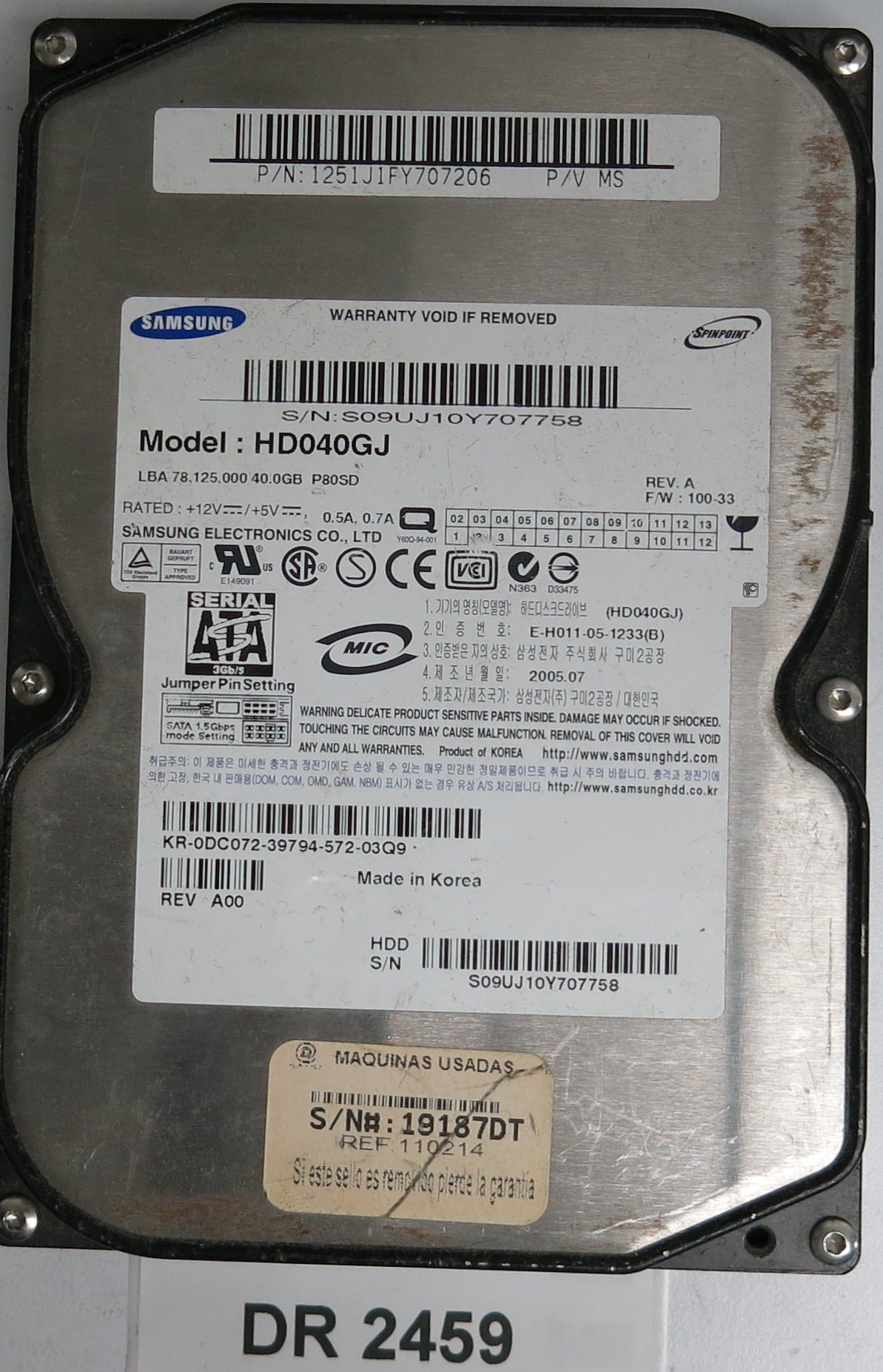 HD040GJ, S09UJ10Y707758, 40GB 3.5, PCB: BF41-00095A