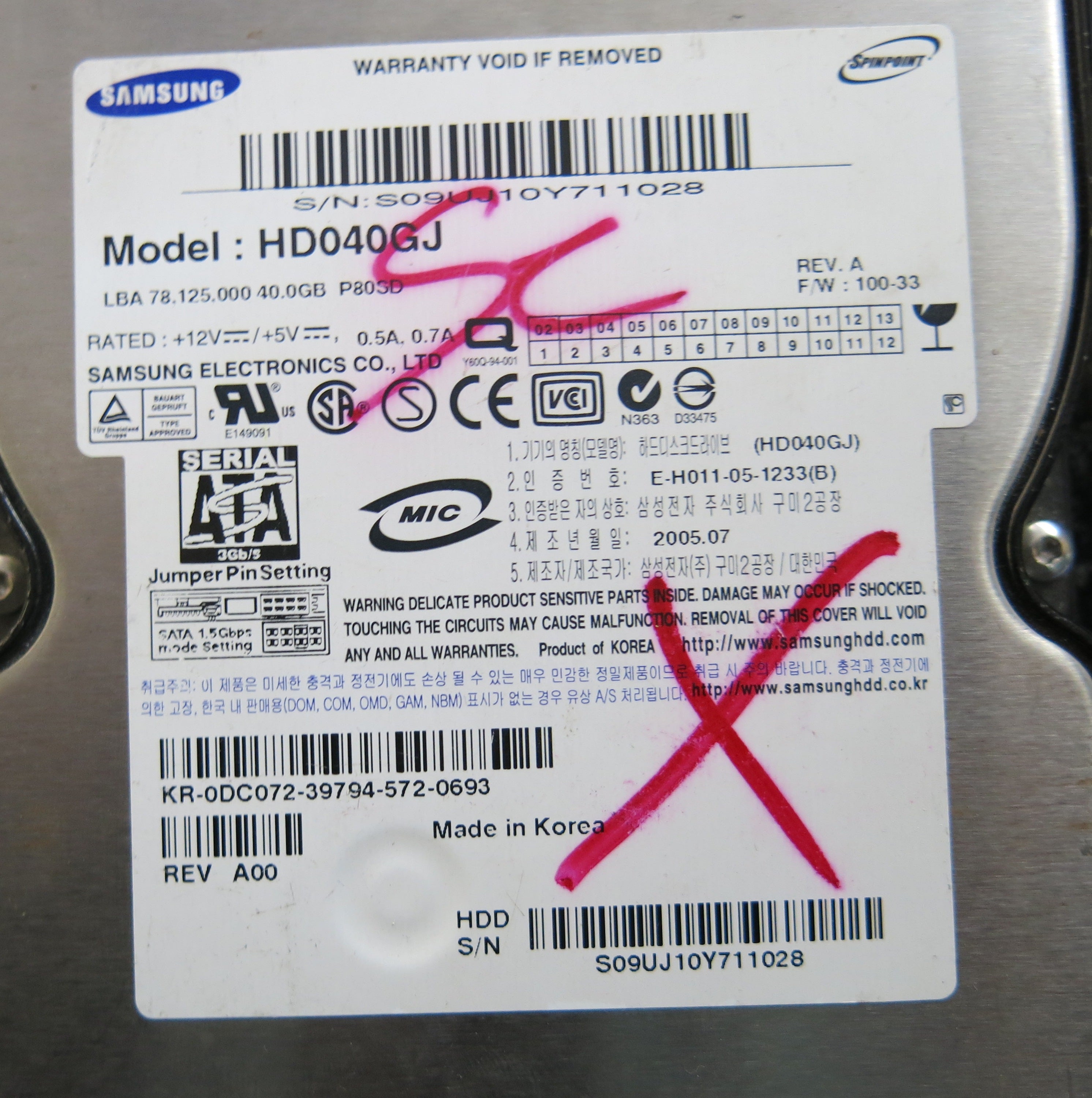 HD040GJ,  Serial:S09UJ10Y711028,  40GB 3.5,  PCB:- REV A
