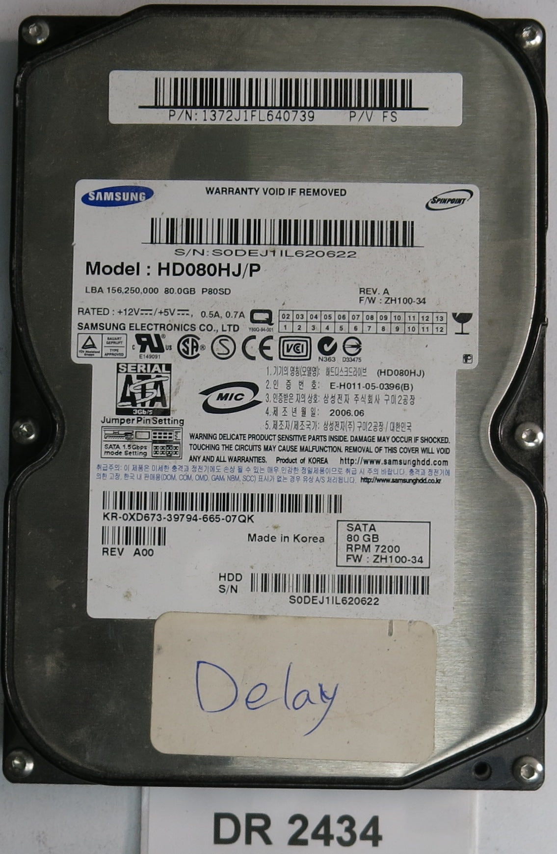 HD080HJ/P, S0DEJ1IL620622, 80GB 3.5, PCB: BF41-00108A