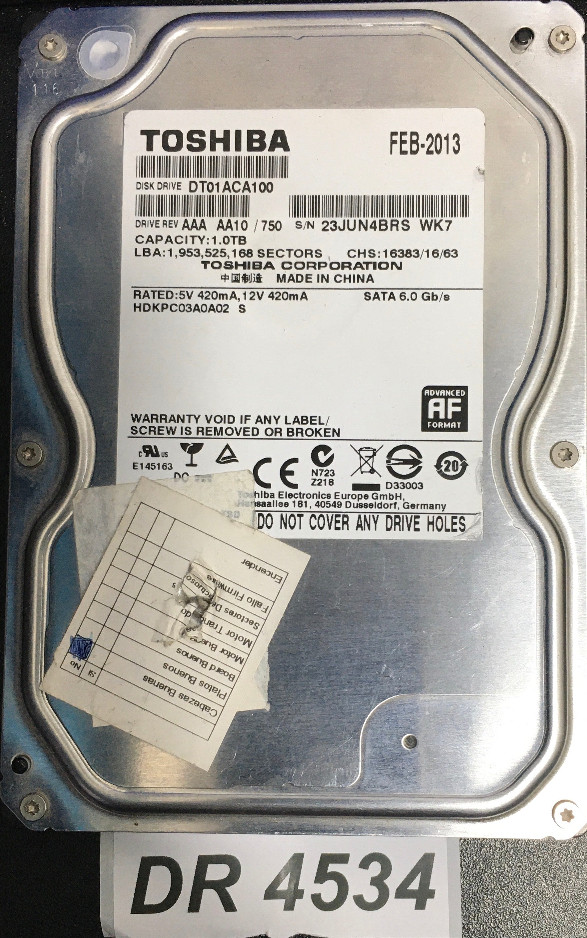 HDKPC03A0A02,  Serial: 23JUN4BRSWK7,  1000GB 3.5  PCB :220 0A90377 01