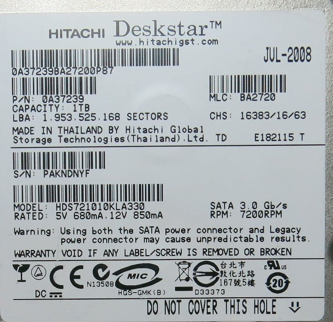 HDS721010KLA330 PN 0A37239 110 0A29636 01 PCB