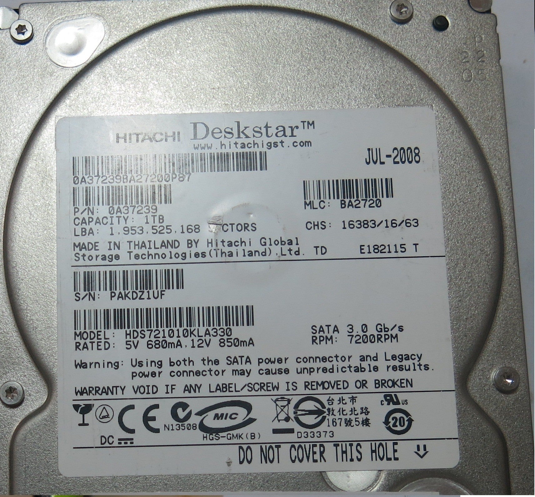 HDS721010KLA330 PN 0A37239 110 0A29636 01PCB