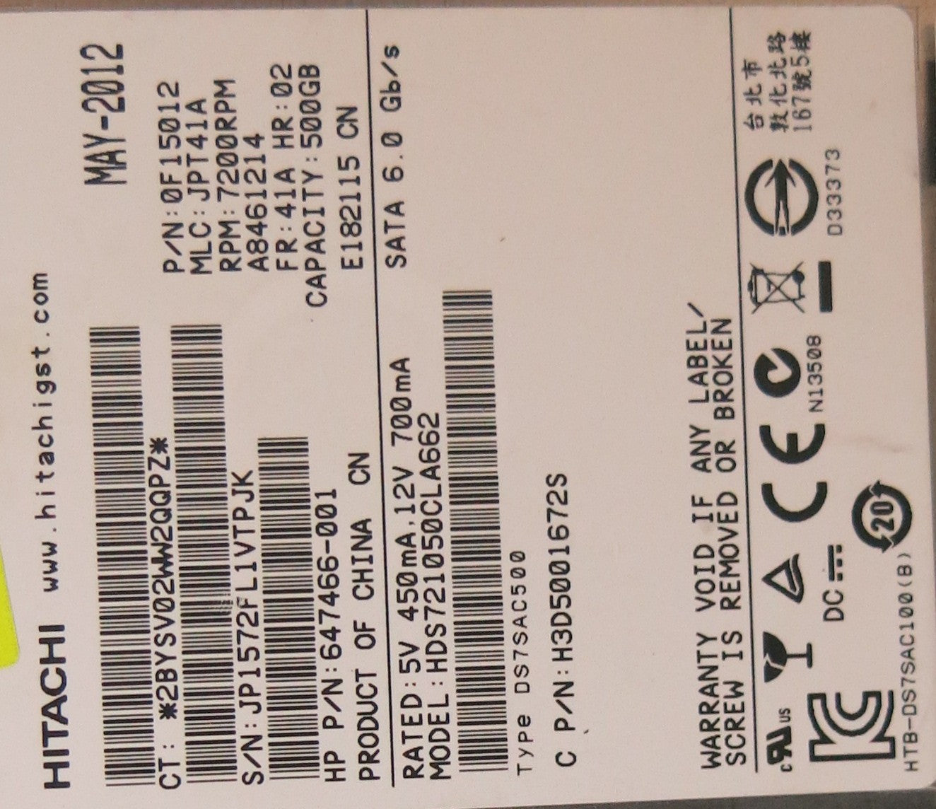 HDS721050CLA662 110 0A90368 01  PCB