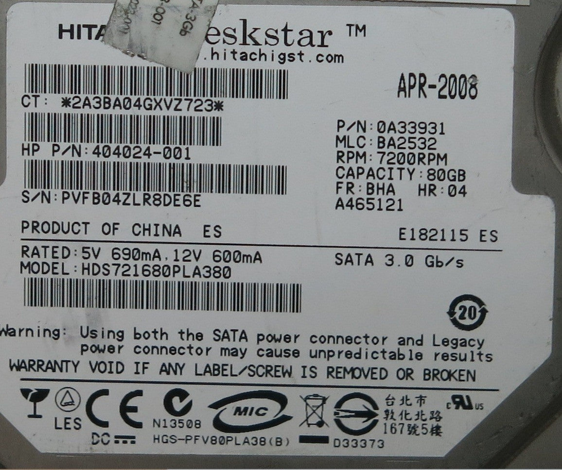 HDS721680PLA380 F 0A29582 01 PCB