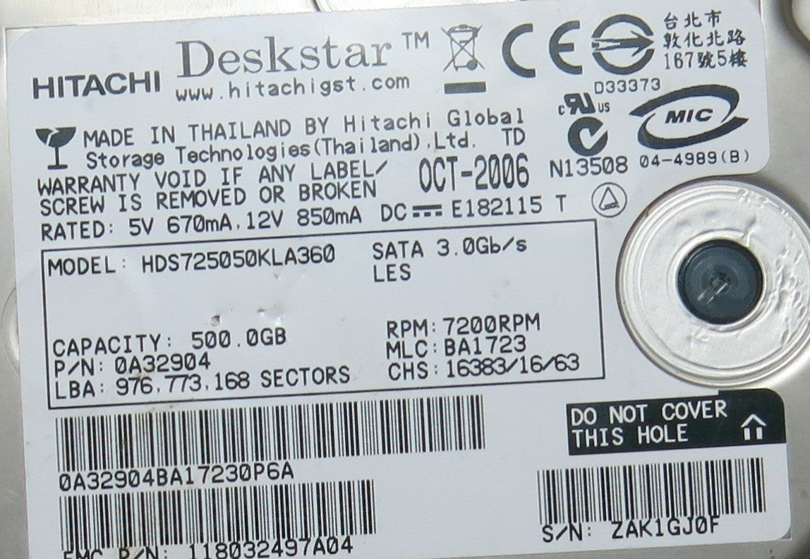 HDS725050KLA360 PN 0A32904 F 0A31169 01 PCB