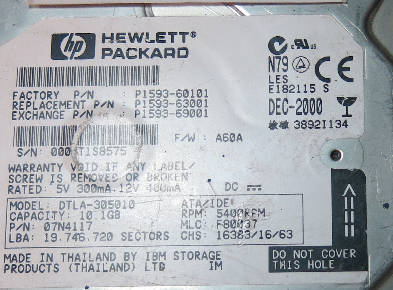 HITACHI DTLA-305010, A60A PCB