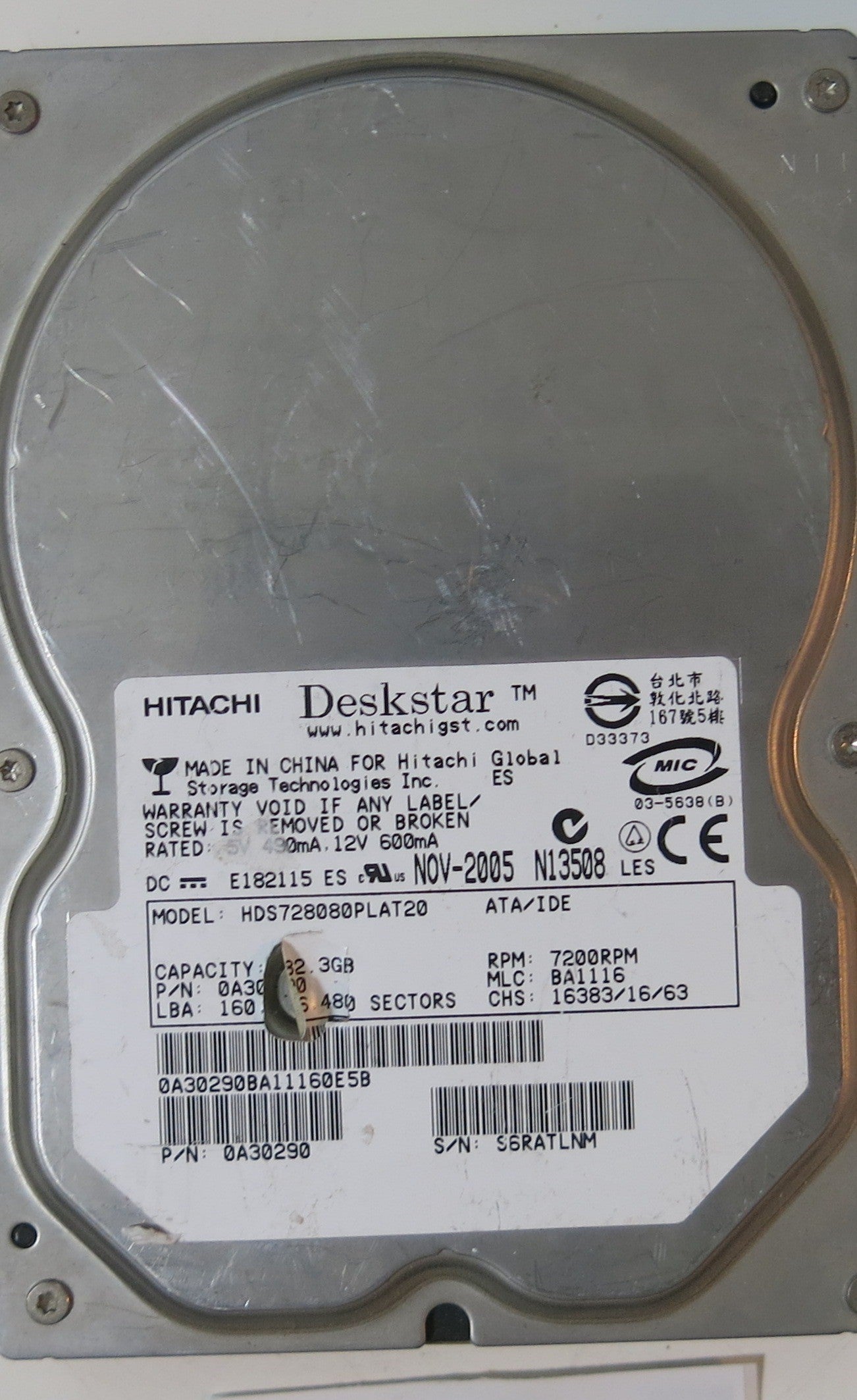 HITACHI HD728080PLAT20 PCB F 0A30270 01,  82.GB
