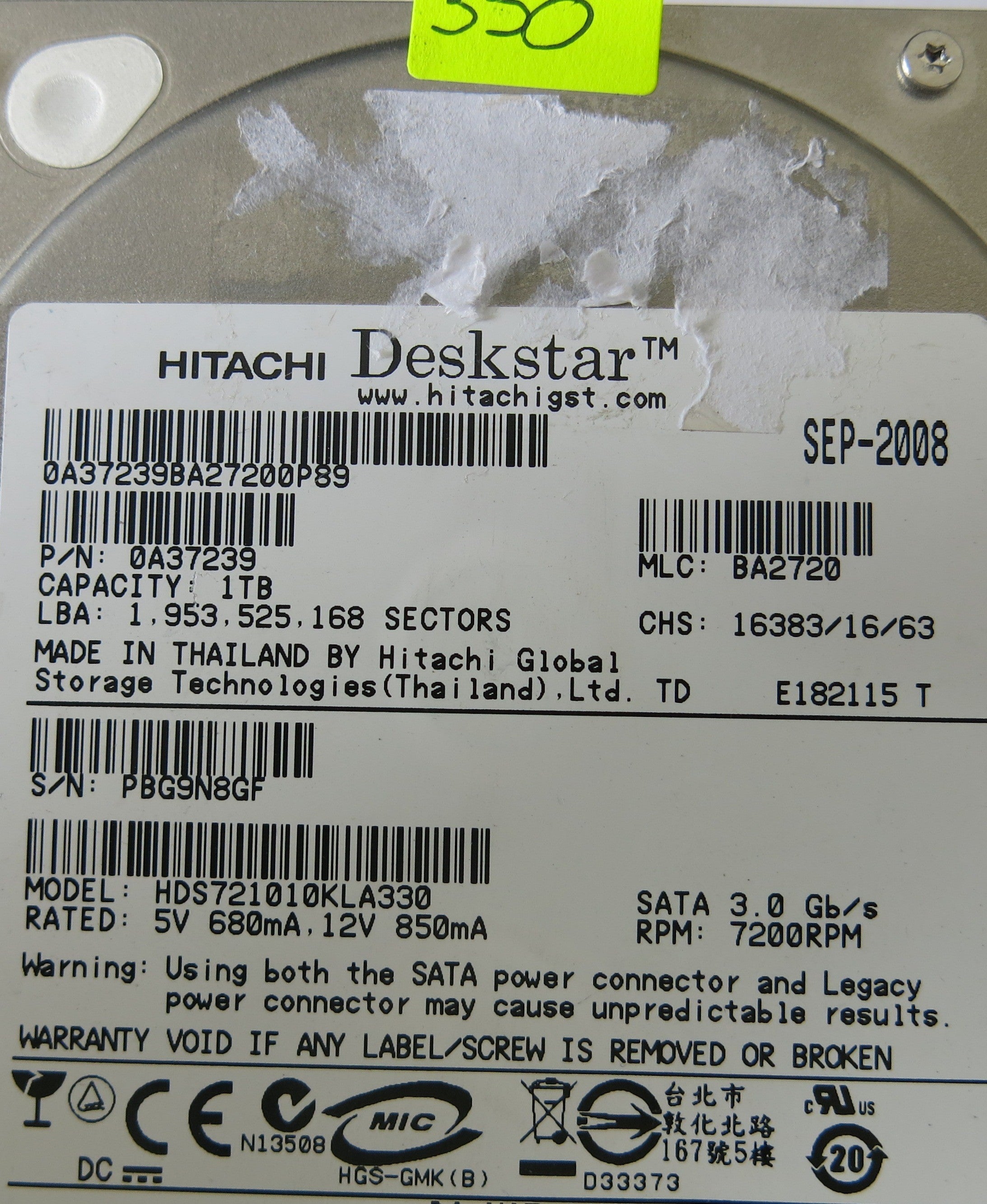 HITACHI HDS721010KLA330 0A37239 220 0A29636 01 PCB