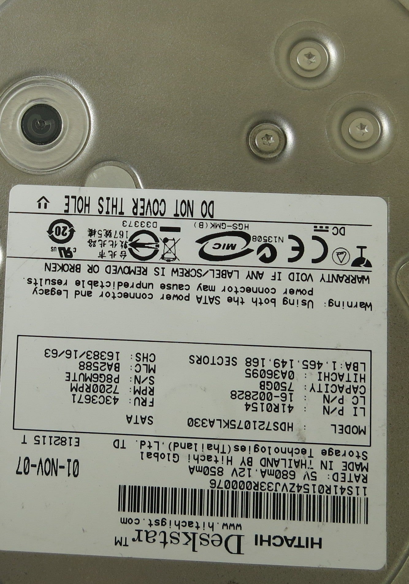 HITACHI HDS721075KLA330 P/N 41R0154 220 0A29636 01 PCB
