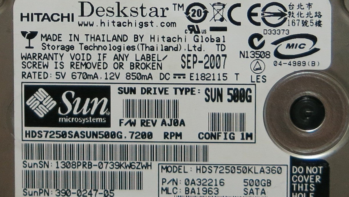 HITACHI HDS725050KLA360,  PCB
