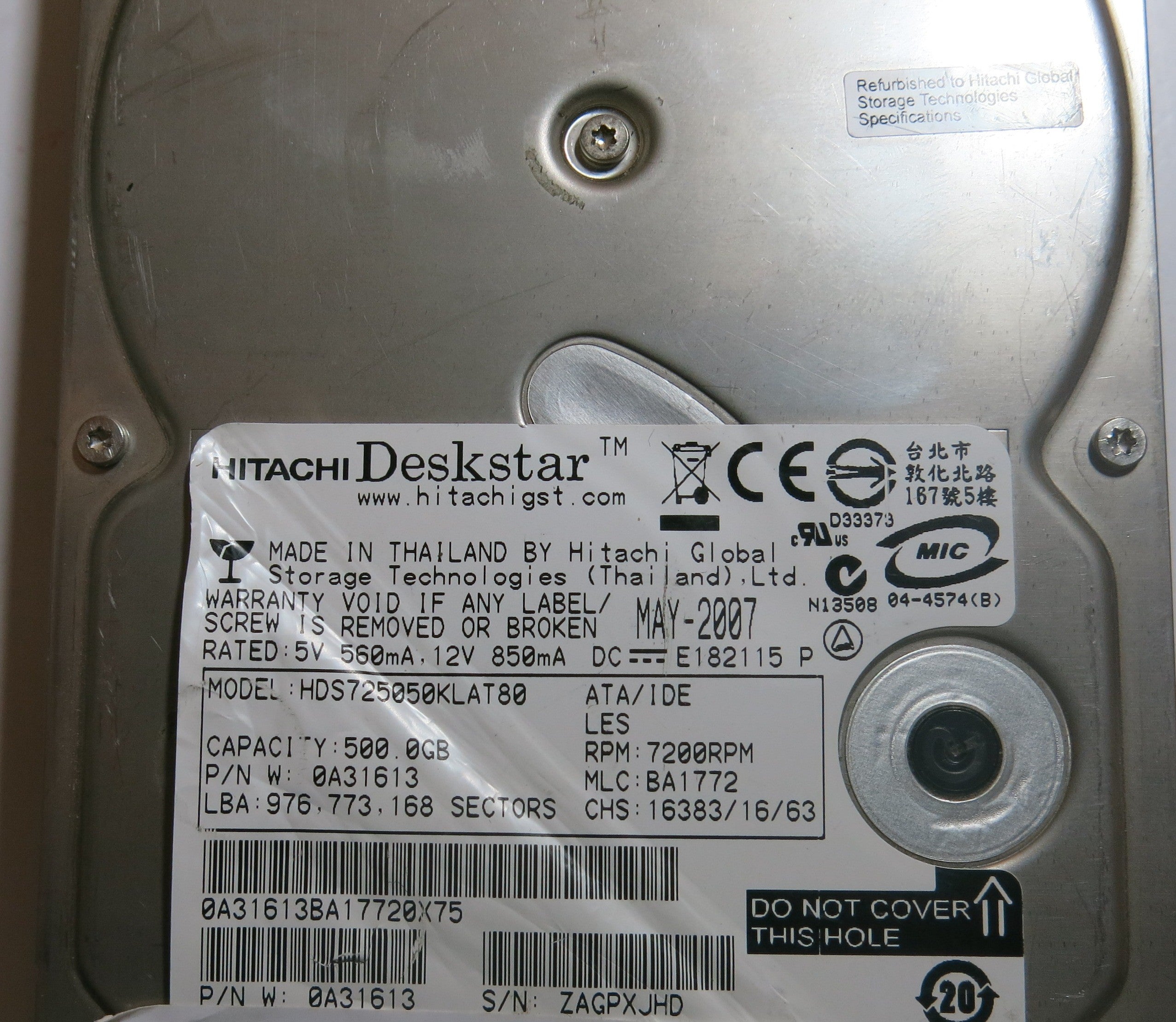 HDS725050KLAT80 BA1772 F 0A30363 01 PCB
