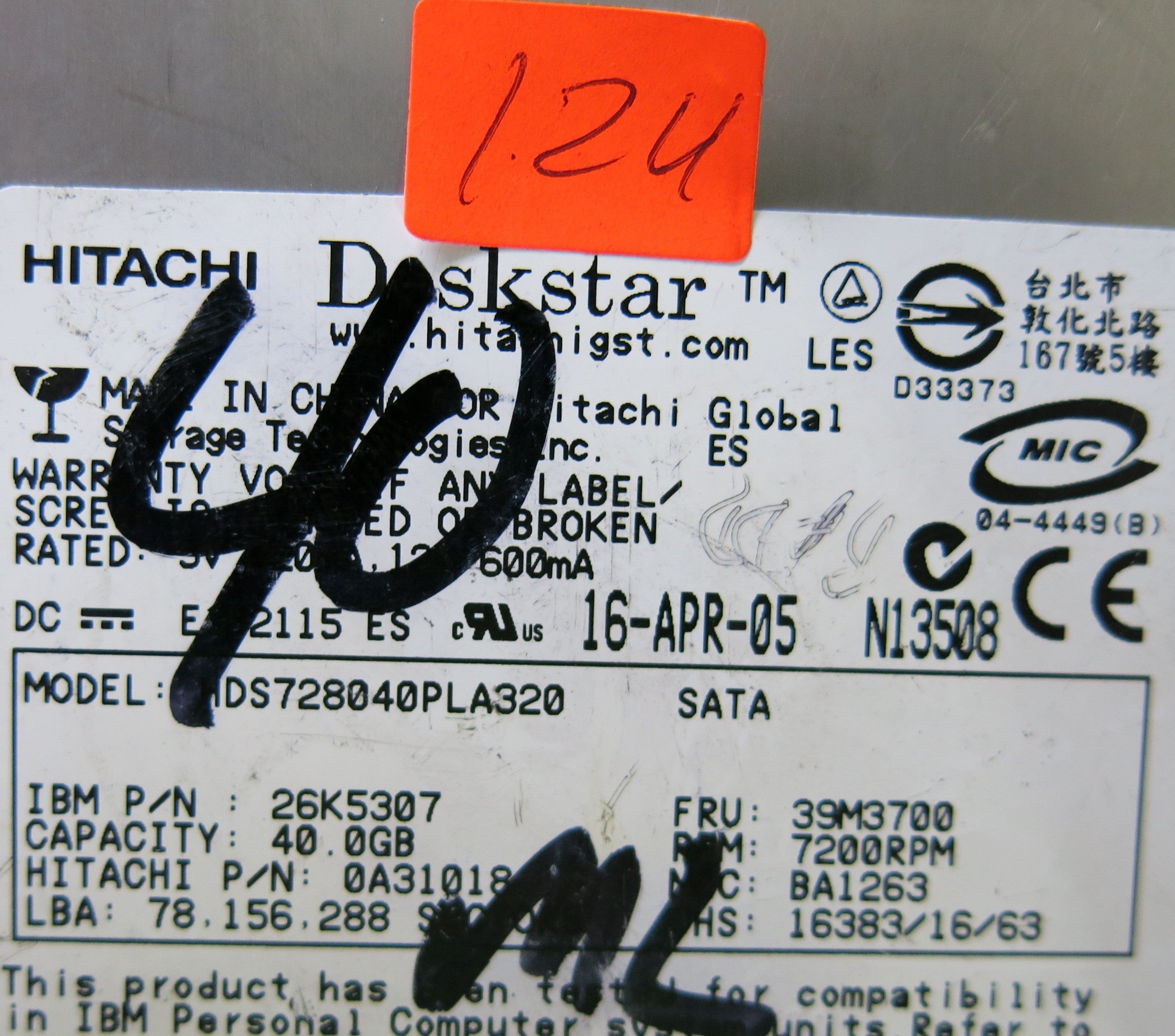 HITACHI HDS728040PLA320 B 0A30364 01 PCB