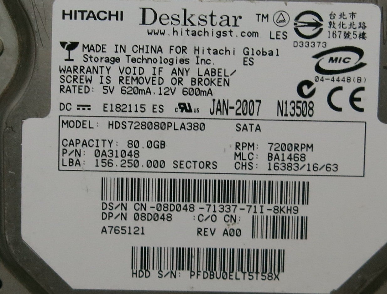 HITACHI HDS728080PLA380,  PCB