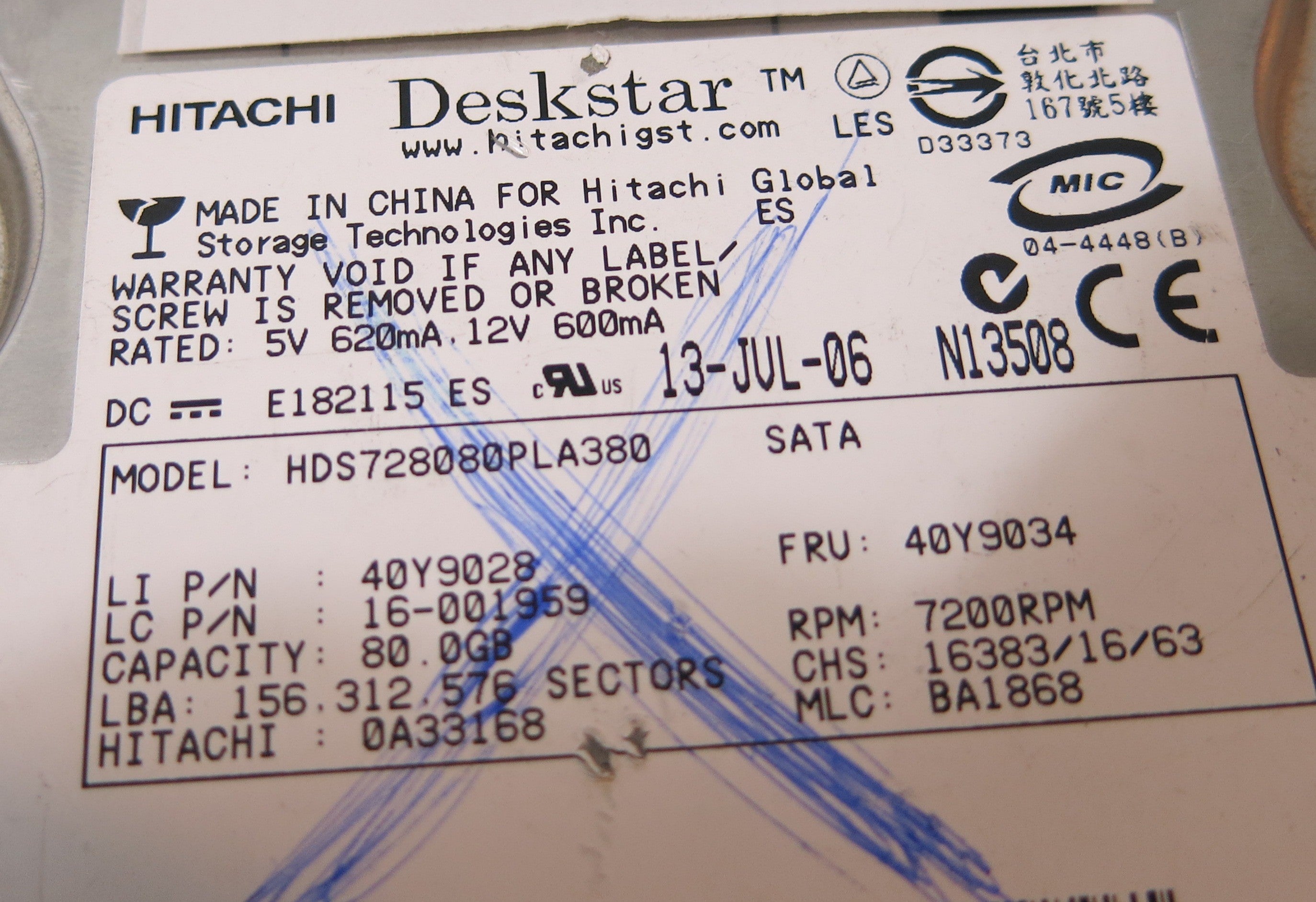 HITACHI HDS728080PLA380,  PCB