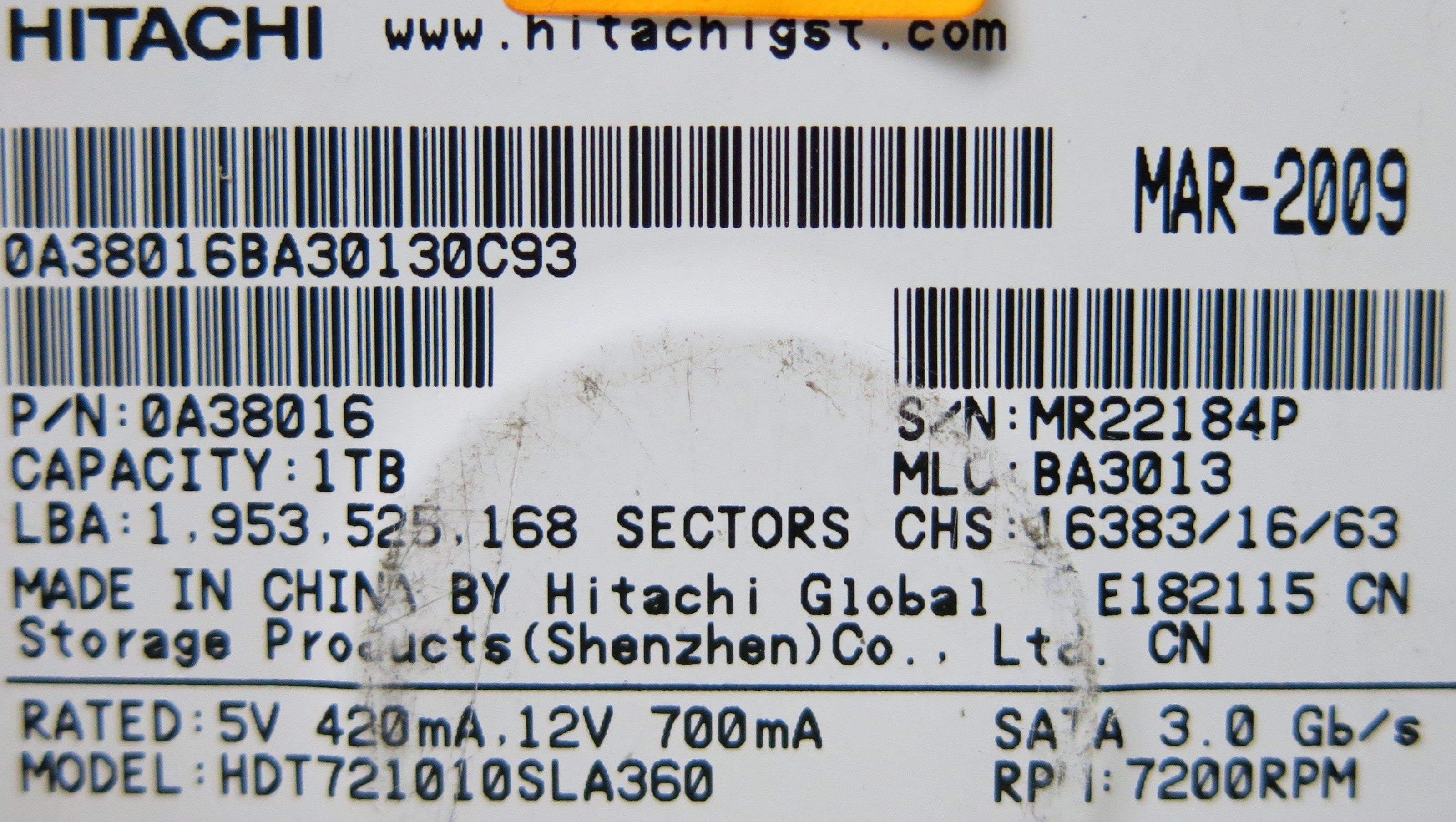 HITACHI HDT721010SLA360 110 0A90158 01 PCB