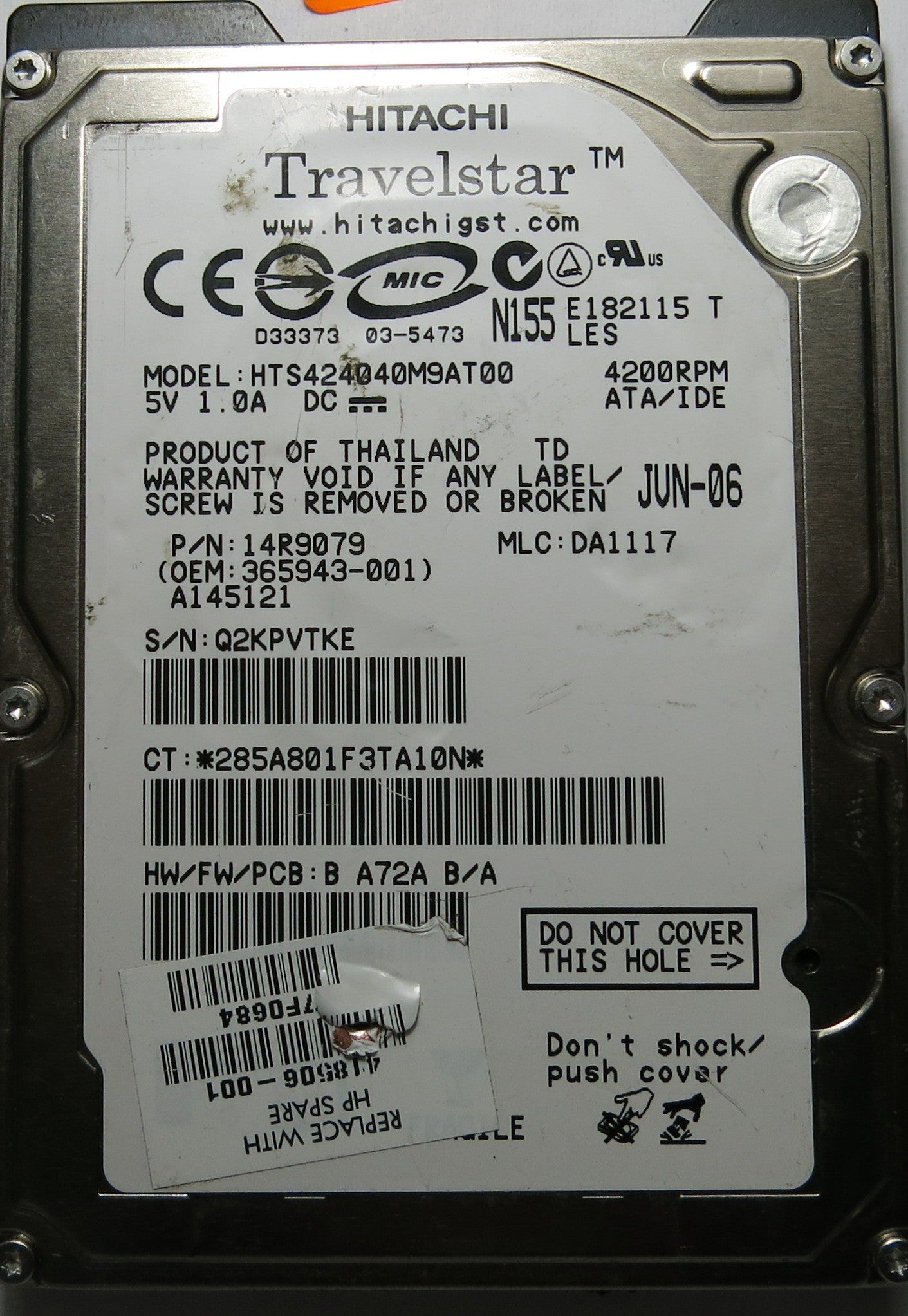 HITACHI HTS424040M9AT00 P/N 14R9079 32014R8783 01 PCB
