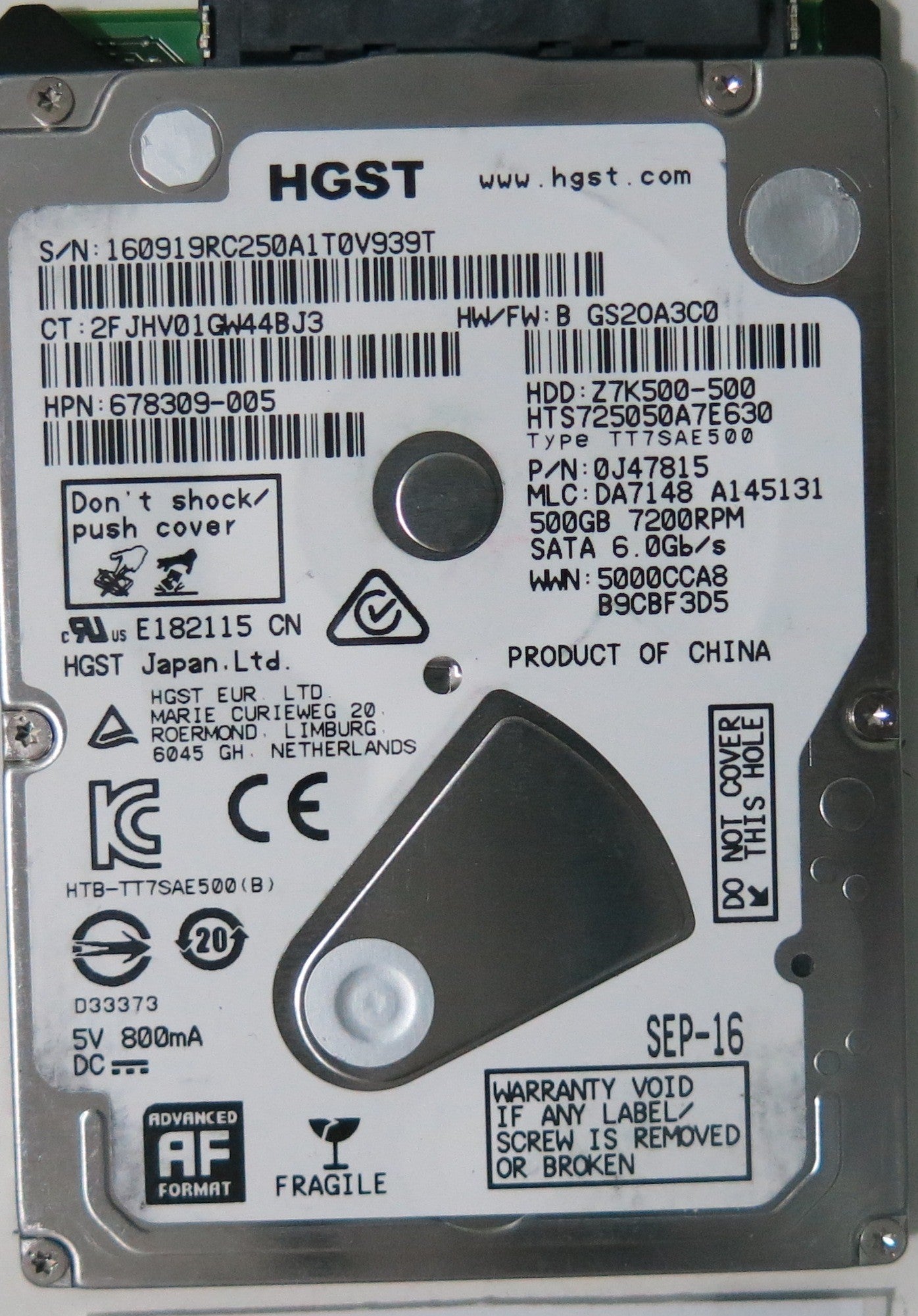 HTS5050A7E630 PCB 220 0A90427 01,  500.GB