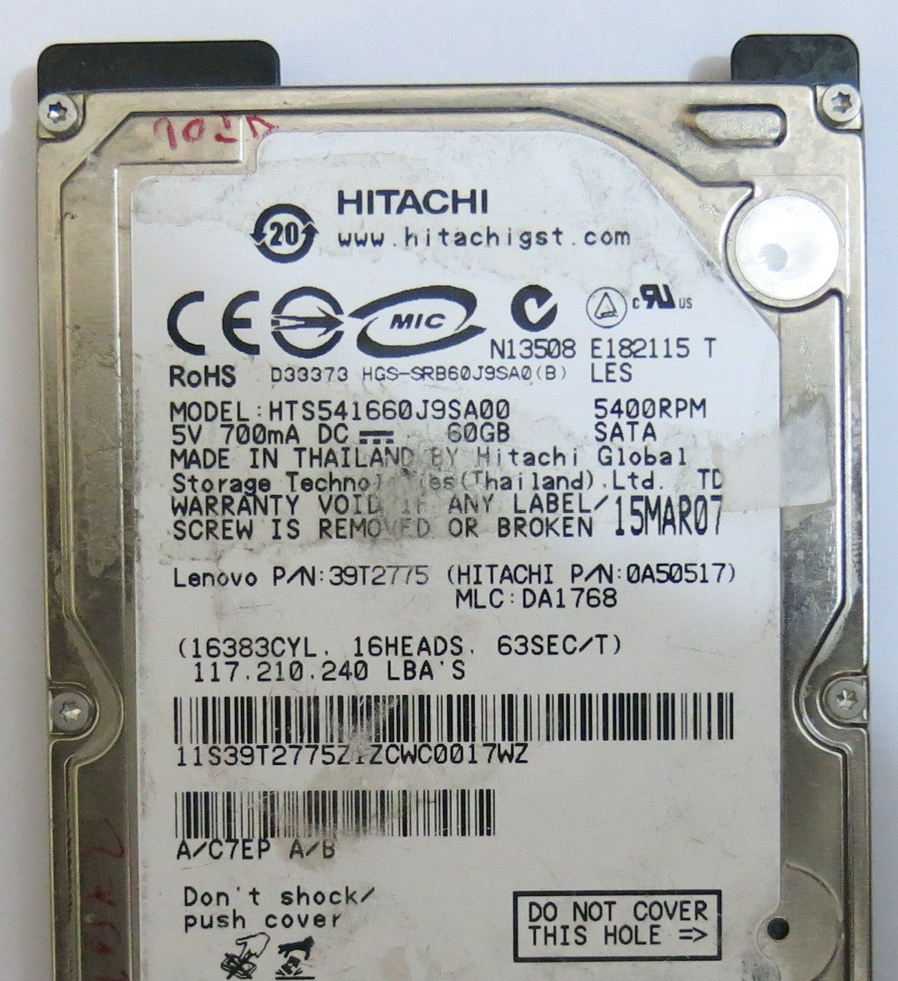 HITACHI HTS541660J9SA00 MLC DA1768 220 0A28613 01 PCB