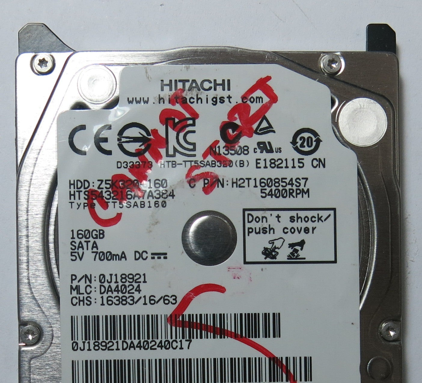 HITACHI HTS543216A7A384 MLC DA4024 220 0A90269 01 PCB