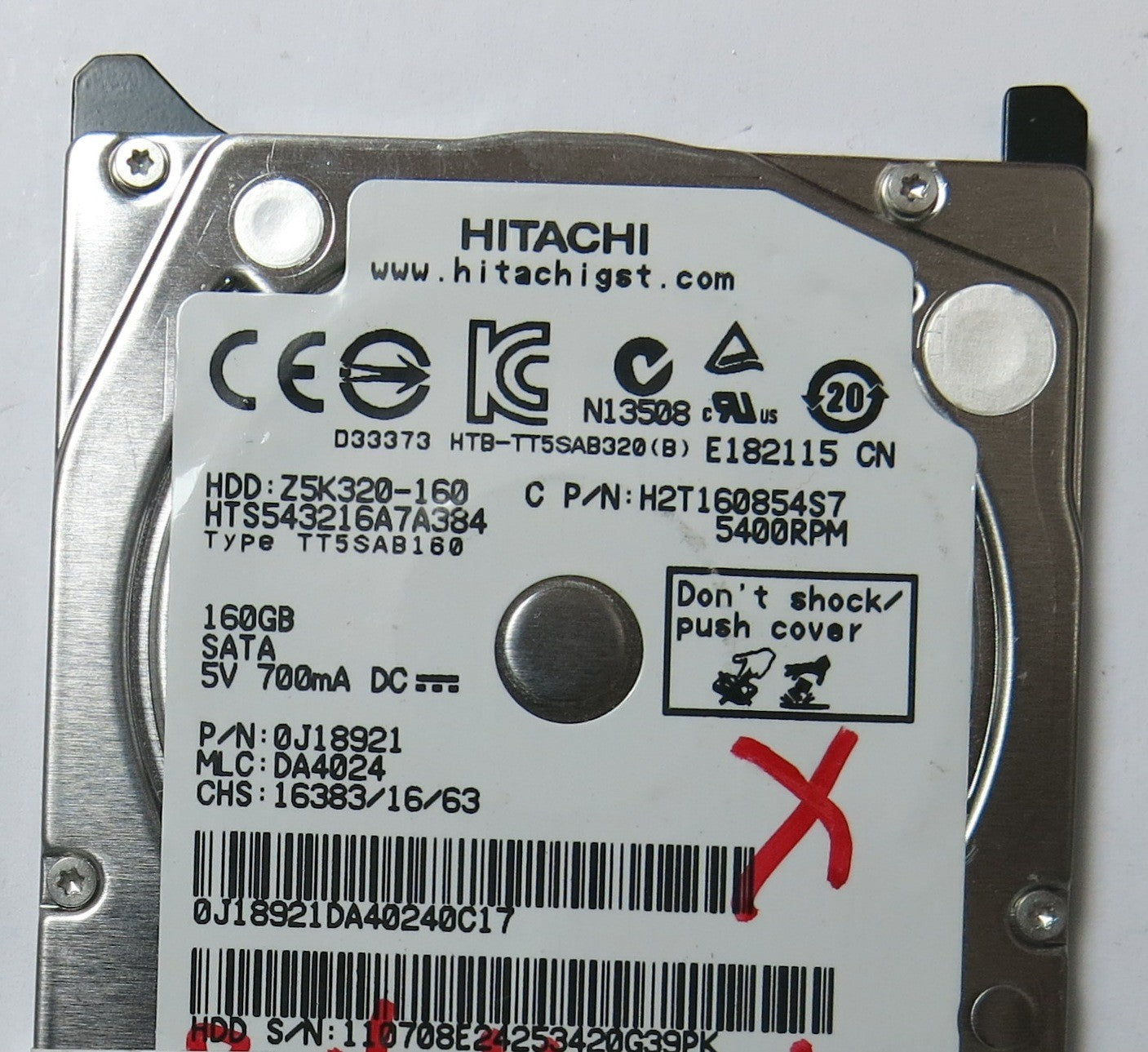 HITACHI HTS543216A7A384 MLC DA4024 220 0A90269 01 PCB