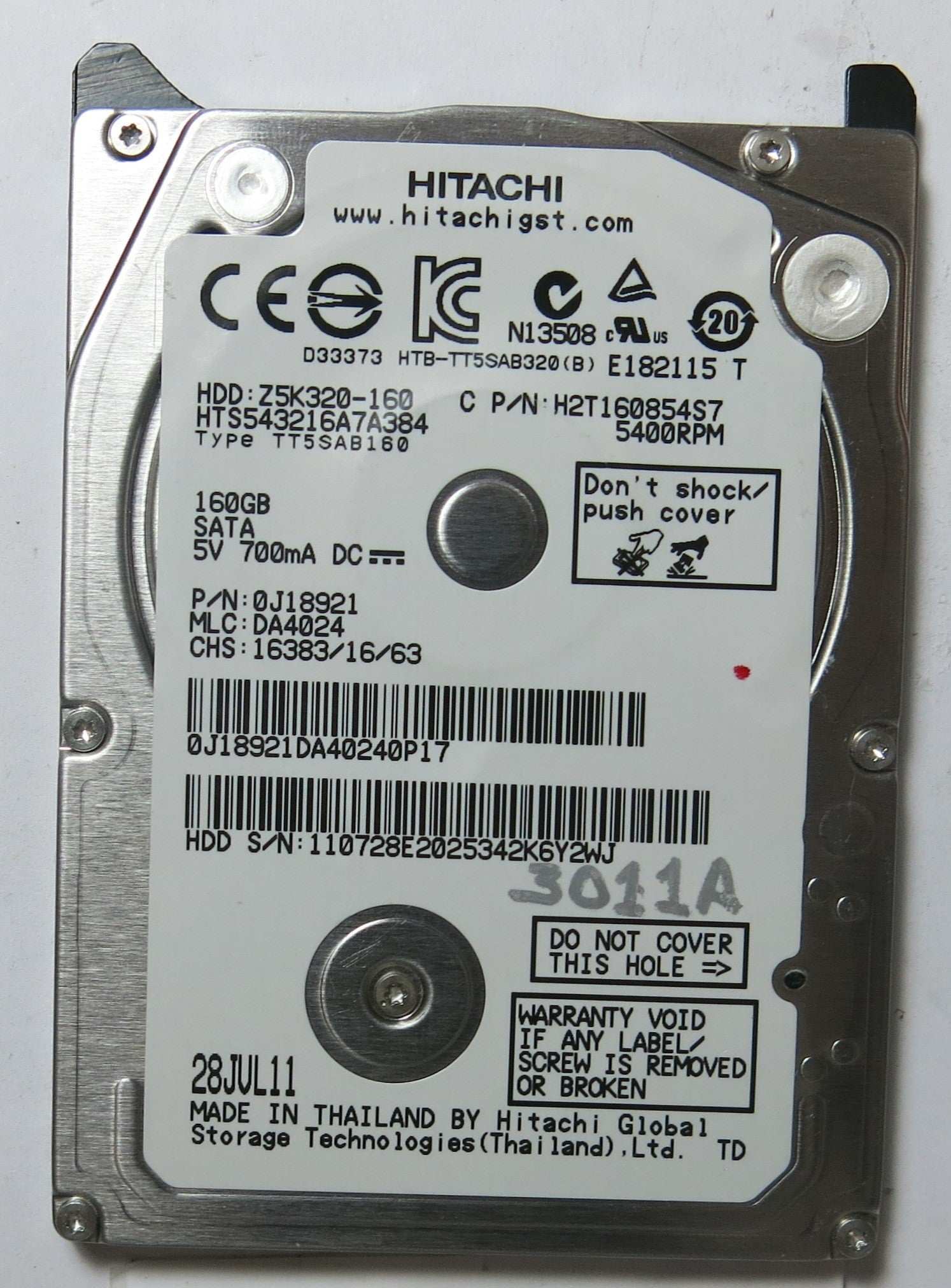 HITACHI HTS543216A7A384 MLC DA4024 220 0A90269 01 PCB