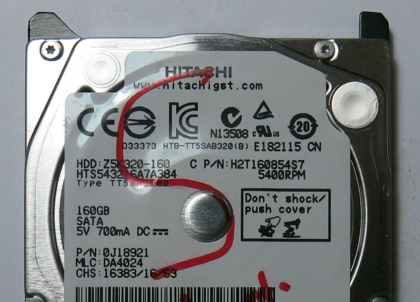 HITACHI HTS543216A7A384 MLC DA4024 220 0A90269 01 PCB