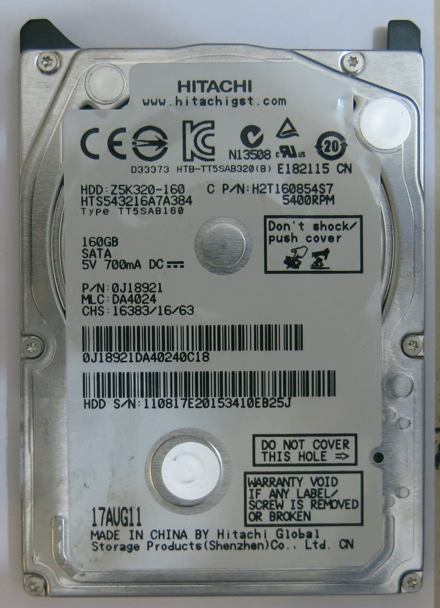 HITACHI HTS543216A7A384 MLC DA4024 220  0A90269 01 PCB